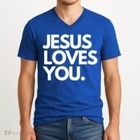 Jesus Loves You Christian Cute Gift V-Neck T-Shirt thumb 2