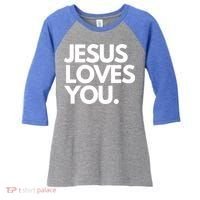 Jesus Loves You Christian Cute Gift Women's Tri-Blend 3/4-Sleeve Raglan Shirt thumb 0