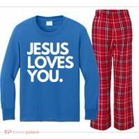 Jesus Loves You Christian Cute Gift Kids Long Sleeve Plaid Pajama Set thumb 0