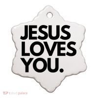 Jesus Loves You Christian Cute Gift Ceramic Ornament thumb 0