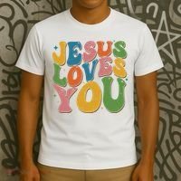 Jesus Loves You Retro Vintage Groovy T-Shirt thumb 3
