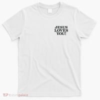 Jesus Loves You Christian Hope Faith Charity Black Embroidered Embroidered T-Shirt thumb 0
