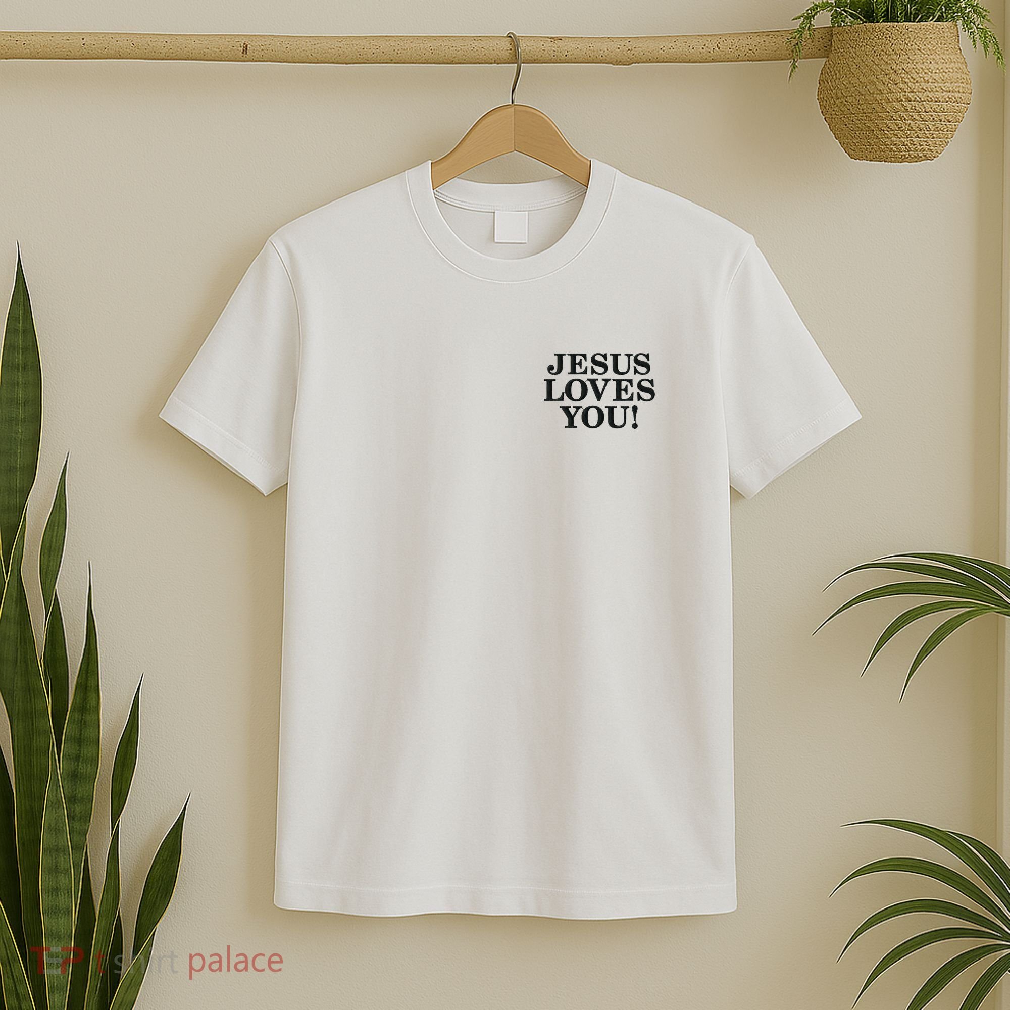 Jesus Loves You Christian Hope Faith Charity Black Embroidered Embroidered T-Shirt