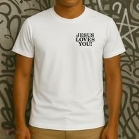 Jesus Loves You Christian Hope Faith Charity Black Embroidered Embroidered T-Shirt thumb 3
