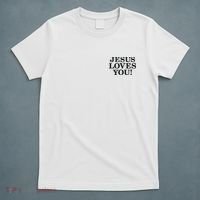 Jesus Loves You Christian Hope Faith Charity Black Embroidered Embroidered T-Shirt thumb 5