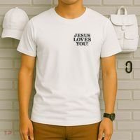 Jesus Loves You Christian Hope Faith Charity Black Embroidered Embroidered T-Shirt thumb 6