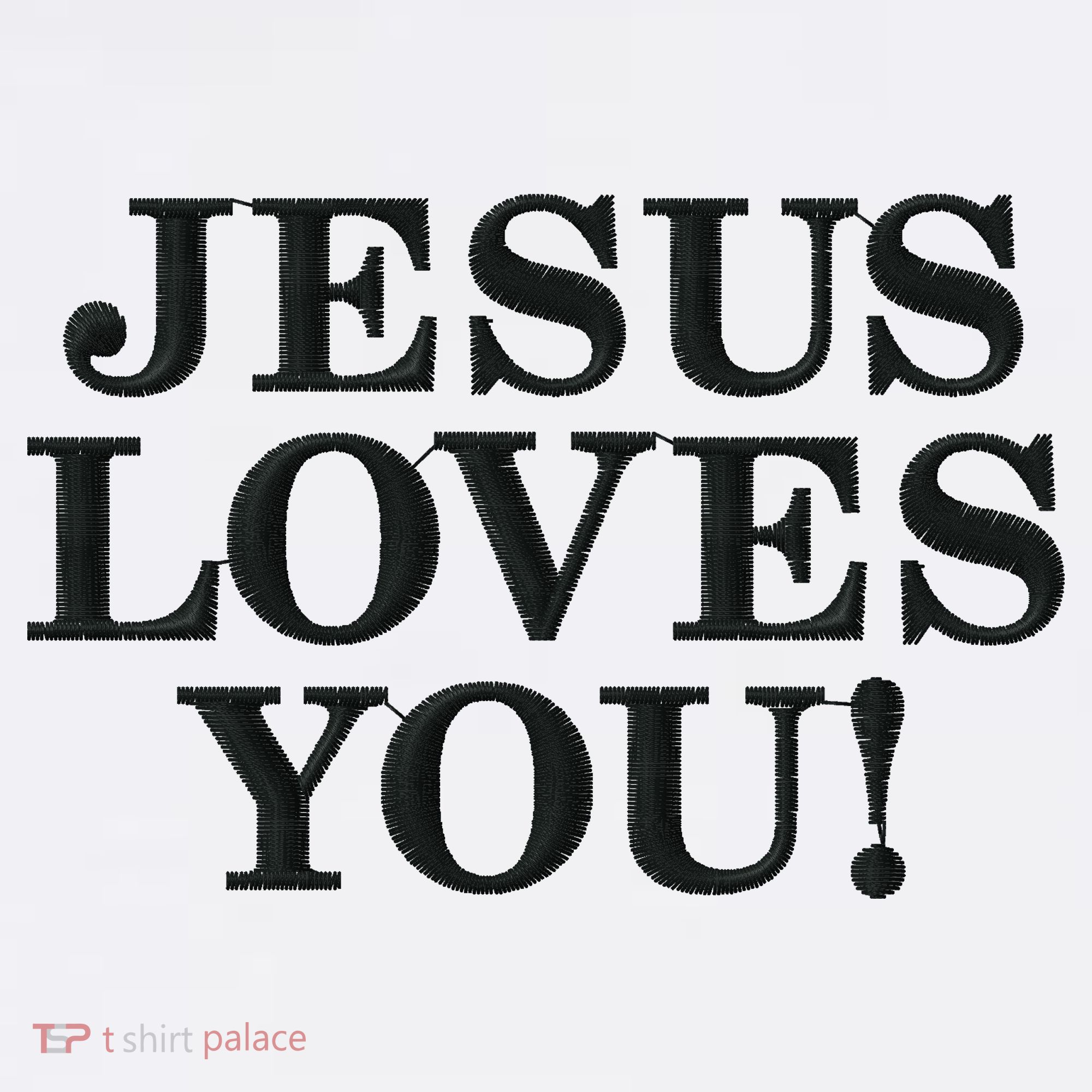 Jesus Loves You Christian Hope Faith Charity Black Embroidered Embroidered T-Shirt
