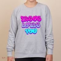 Jesus Loves You Graffiti Christian Women's Sweatshirt thumb 0