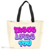 Jesus Loves You Graffiti Christian Tote Bag thumb 0