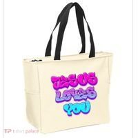 Jesus Loves You Graffiti Christian Tote Bag thumb 2