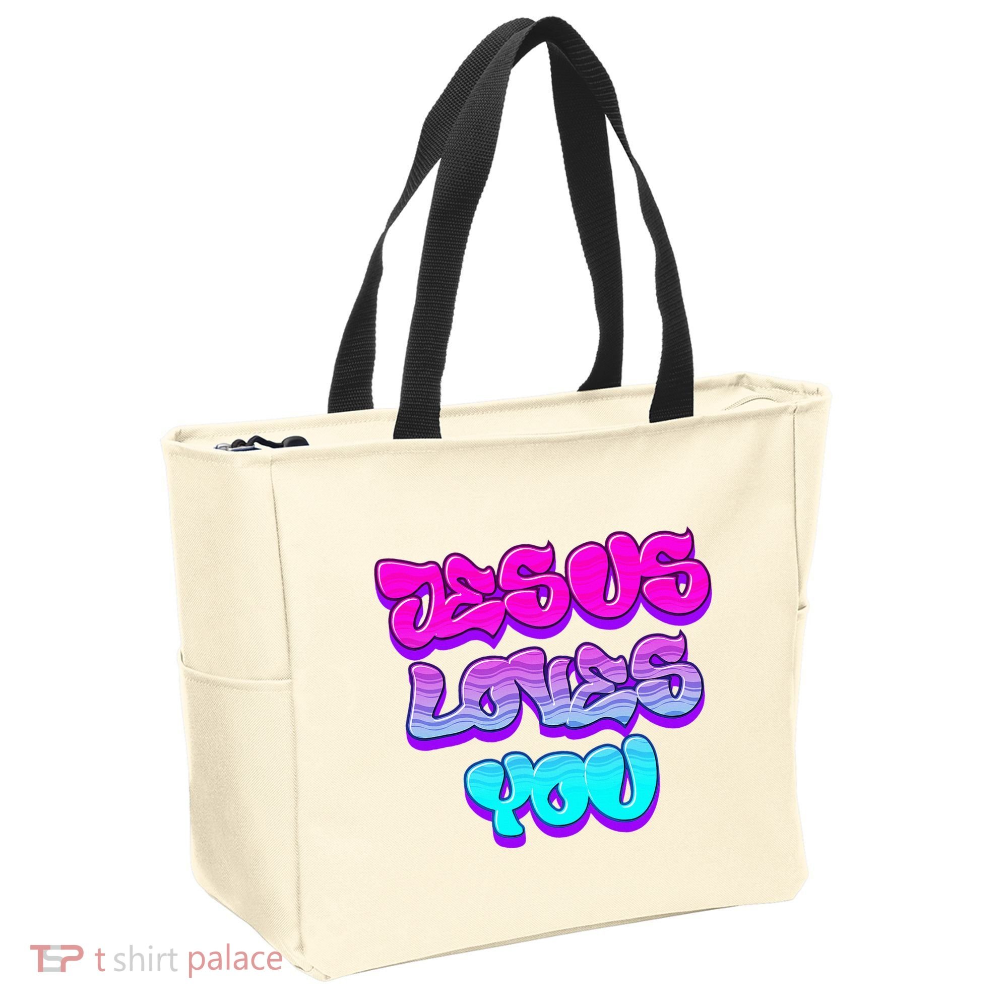 Jesus Loves You Graffiti Christian Tote Bag