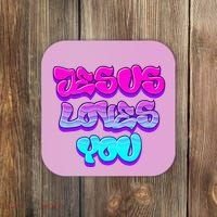 Jesus Loves You Graffiti Christian Coaster thumb 0