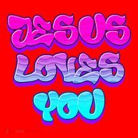 Jesus Loves You Graffiti Christian Santa Hat thumb 1