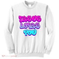 Jesus Loves You Graffiti Christian Sweatshirt thumb 0