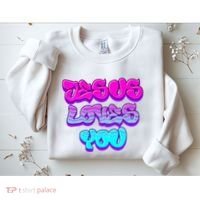 Jesus Loves You Graffiti Christian Sweatshirt thumb 2