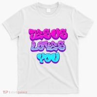 Jesus Loves You Graffiti Christian T-Shirt thumb 0