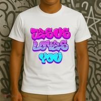 Jesus Loves You Graffiti Christian T-Shirt thumb 3