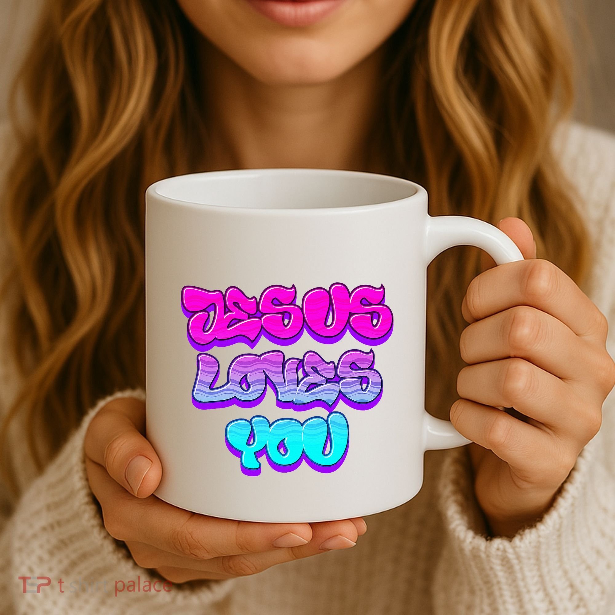 Jesus Loves You Graffiti Christian Coffee Mug