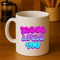 Jesus Loves You Graffiti Christian Coffee Mug thumb 4