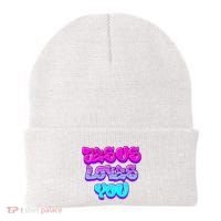 Jesus Loves You Graffiti Christian Beanie thumb 0