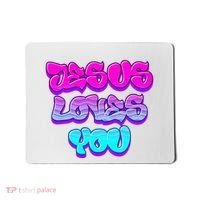 Jesus Loves You Graffiti Christian Mousepad thumb 0