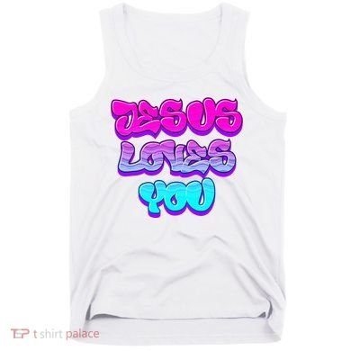 Jesus Loves You Graffiti Christian Tank Top