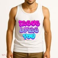 Jesus Loves You Graffiti Christian Tank Top thumb 3