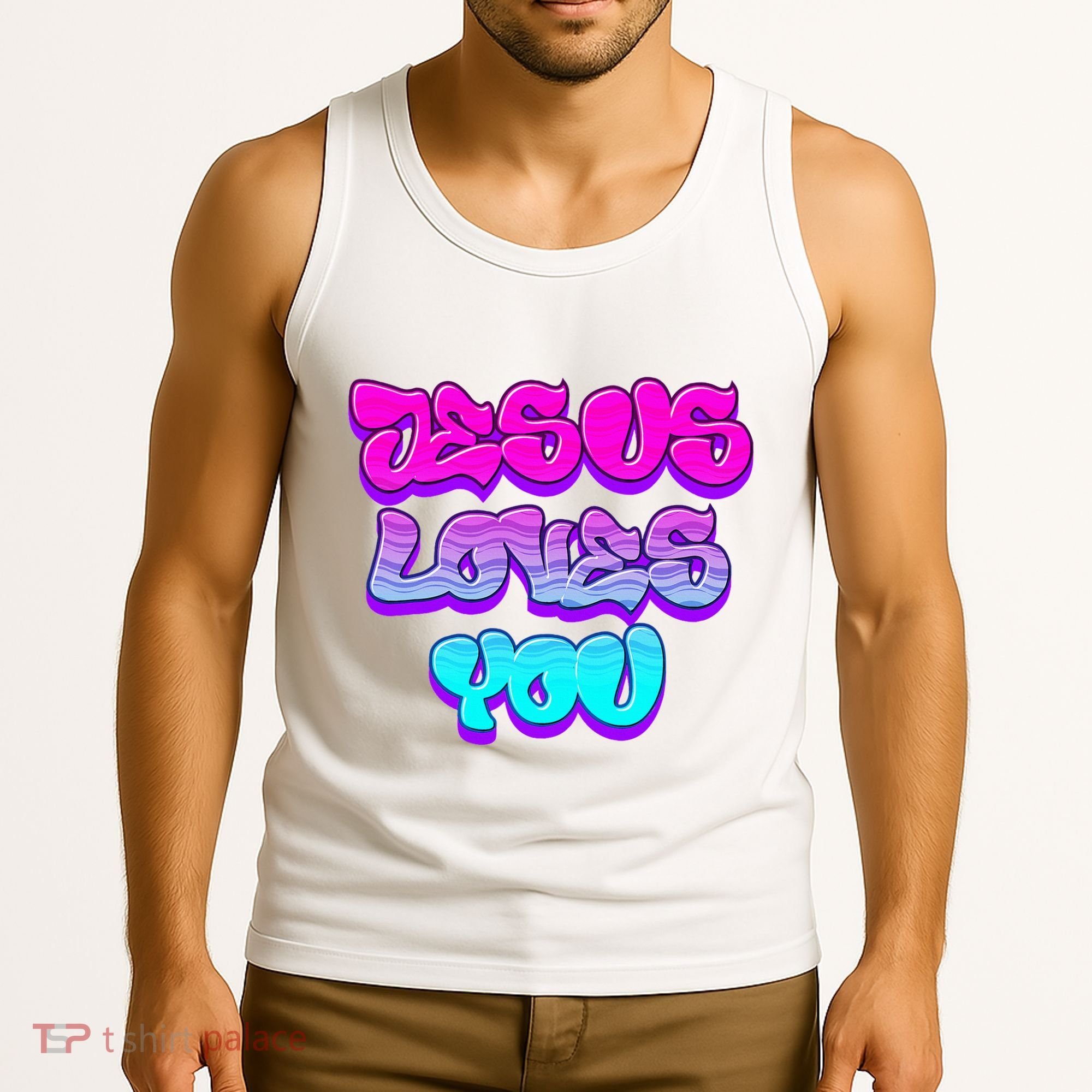 Jesus Loves You Graffiti Christian Tank Top