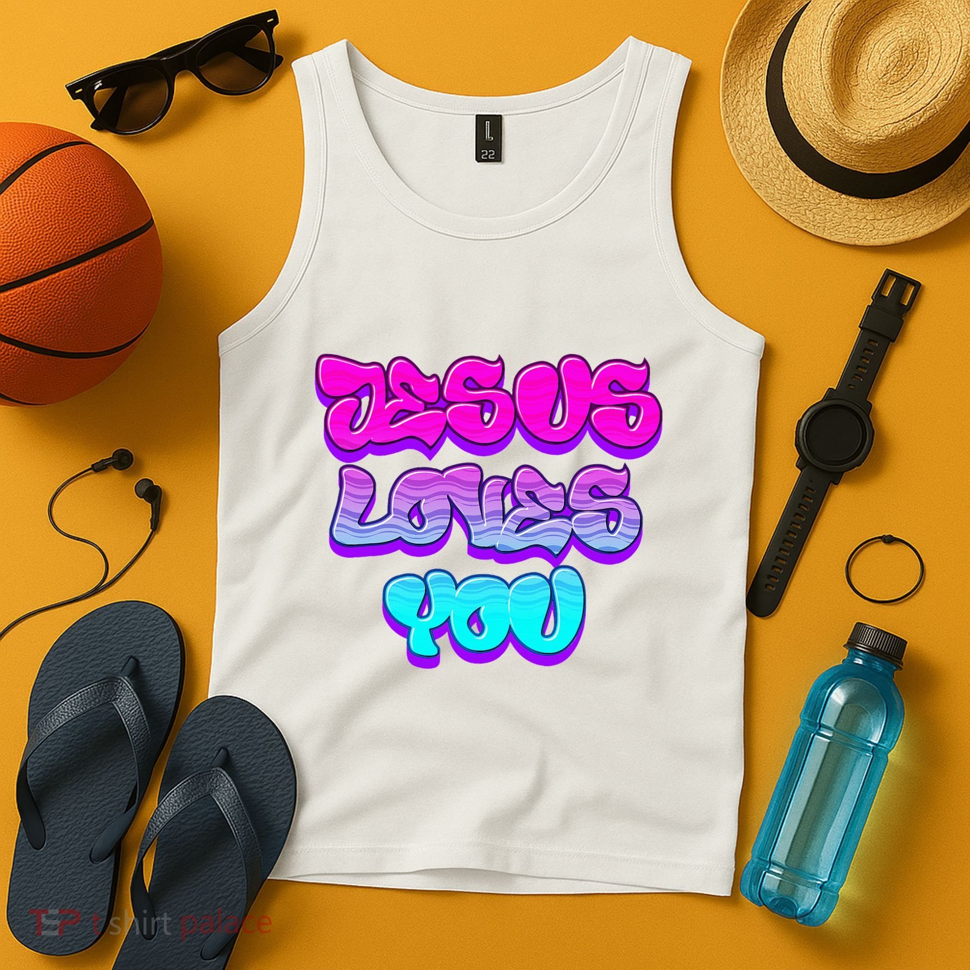 Jesus Loves You Graffiti Christian Tank Top