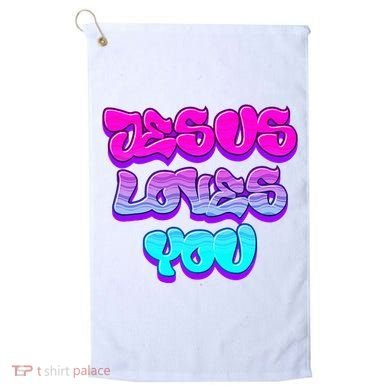 Jesus Loves You Graffiti Christian Golf Towel