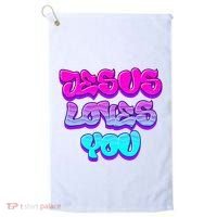 Jesus Loves You Graffiti Christian Golf Towel thumb 0