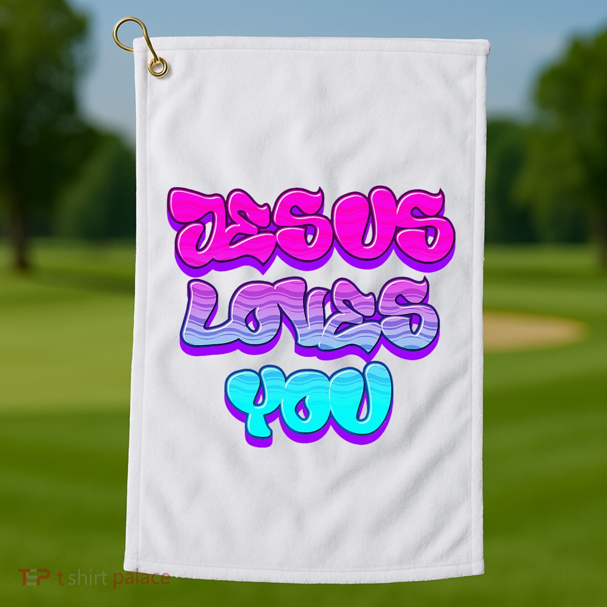Jesus Loves You Graffiti Christian Golf Towel