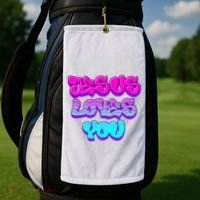 Jesus Loves You Graffiti Christian Golf Towel thumb 2