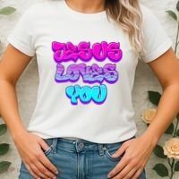 Jesus Loves You Graffiti Christian Women's T-Shirt thumb 2