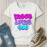 Jesus Loves You Graffiti Christian Women's T-Shirt thumb 3