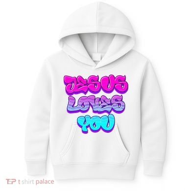 Jesus Loves You Graffiti Christian Kids Hoodie