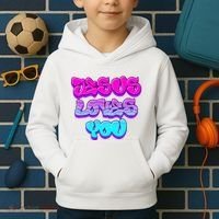 Jesus Loves You Graffiti Christian Kids Hoodie thumb 2