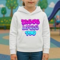 Jesus Loves You Graffiti Christian Kids Hoodie thumb 3