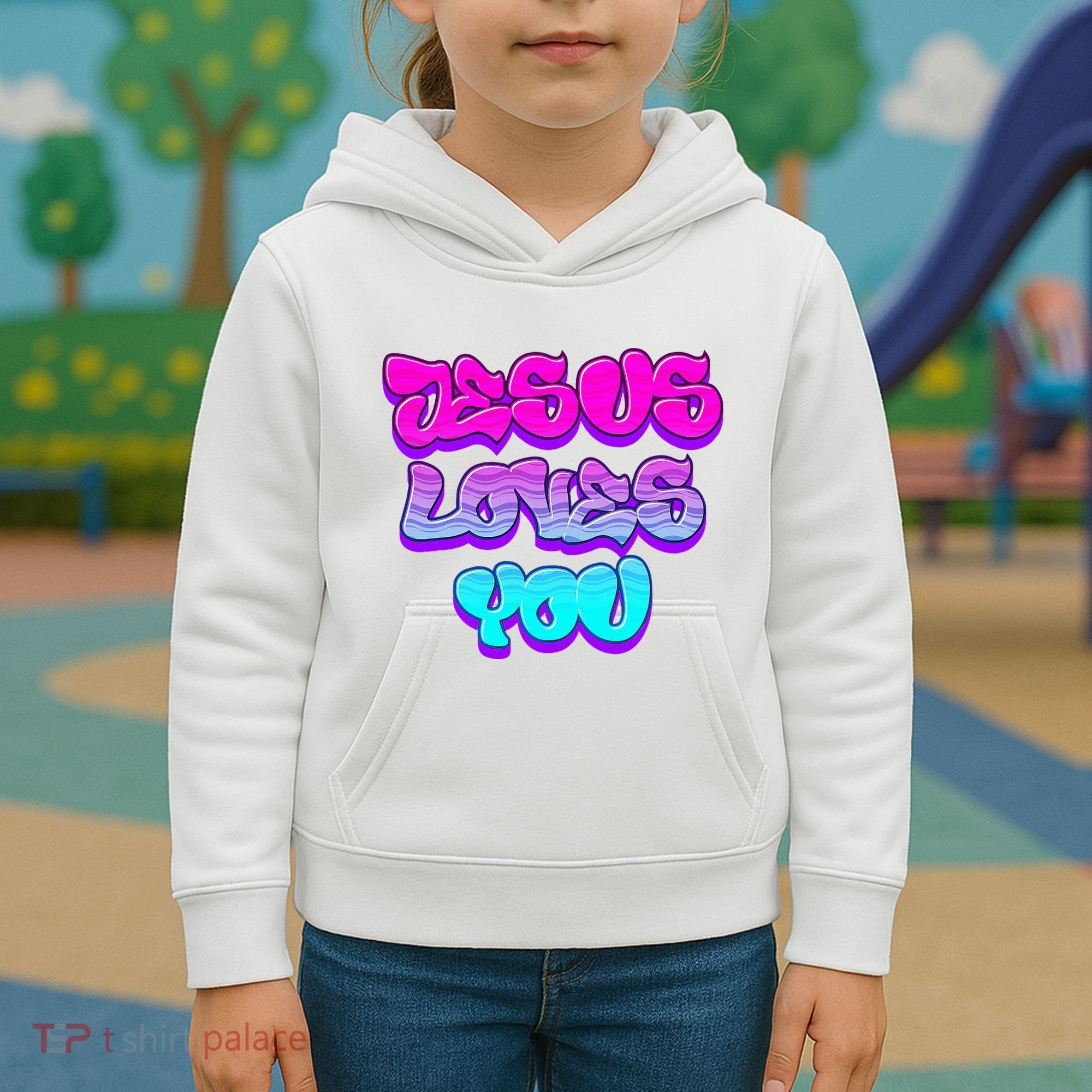 Jesus Loves You Graffiti Christian Kids Hoodie