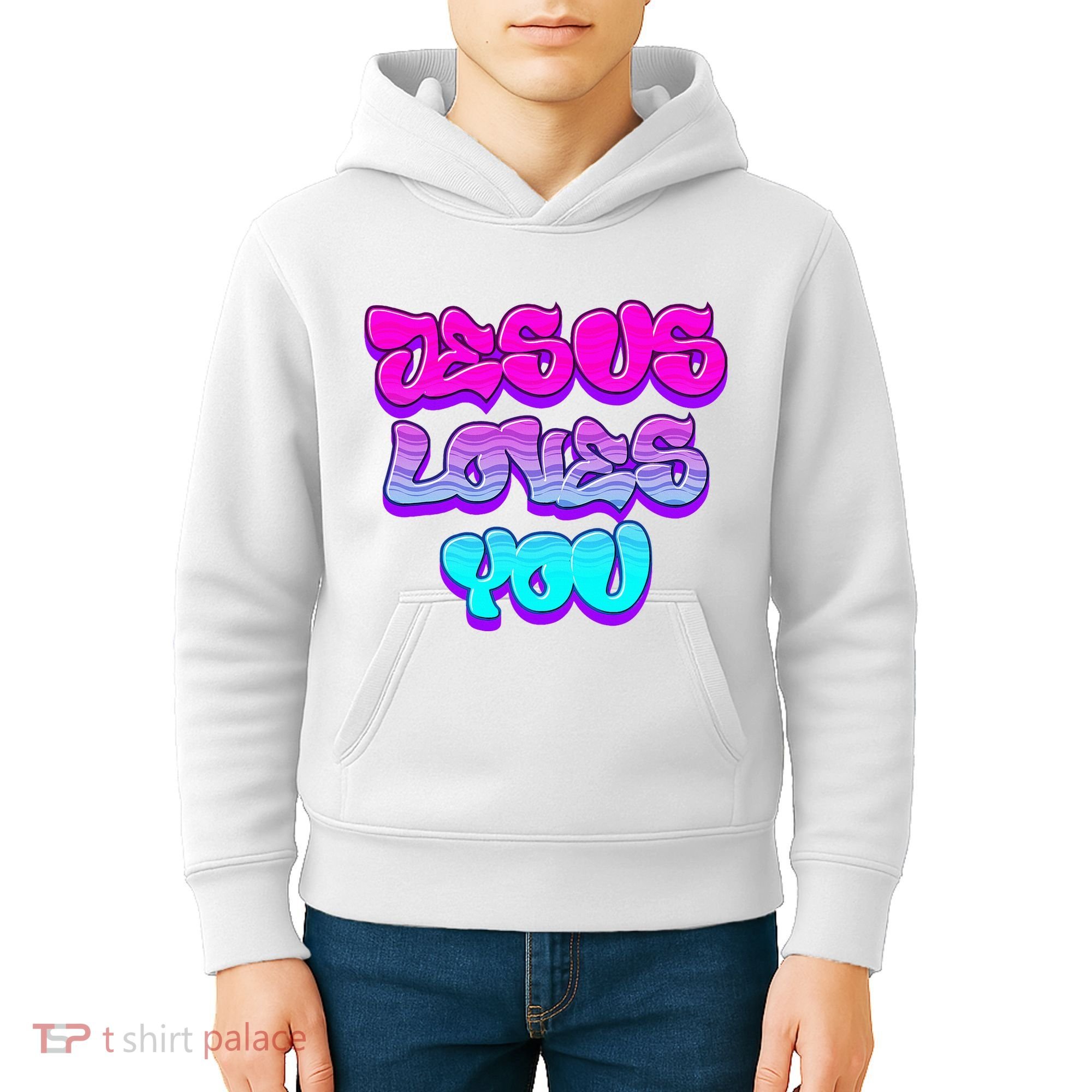 Jesus Loves You Graffiti Christian Kids Hoodie