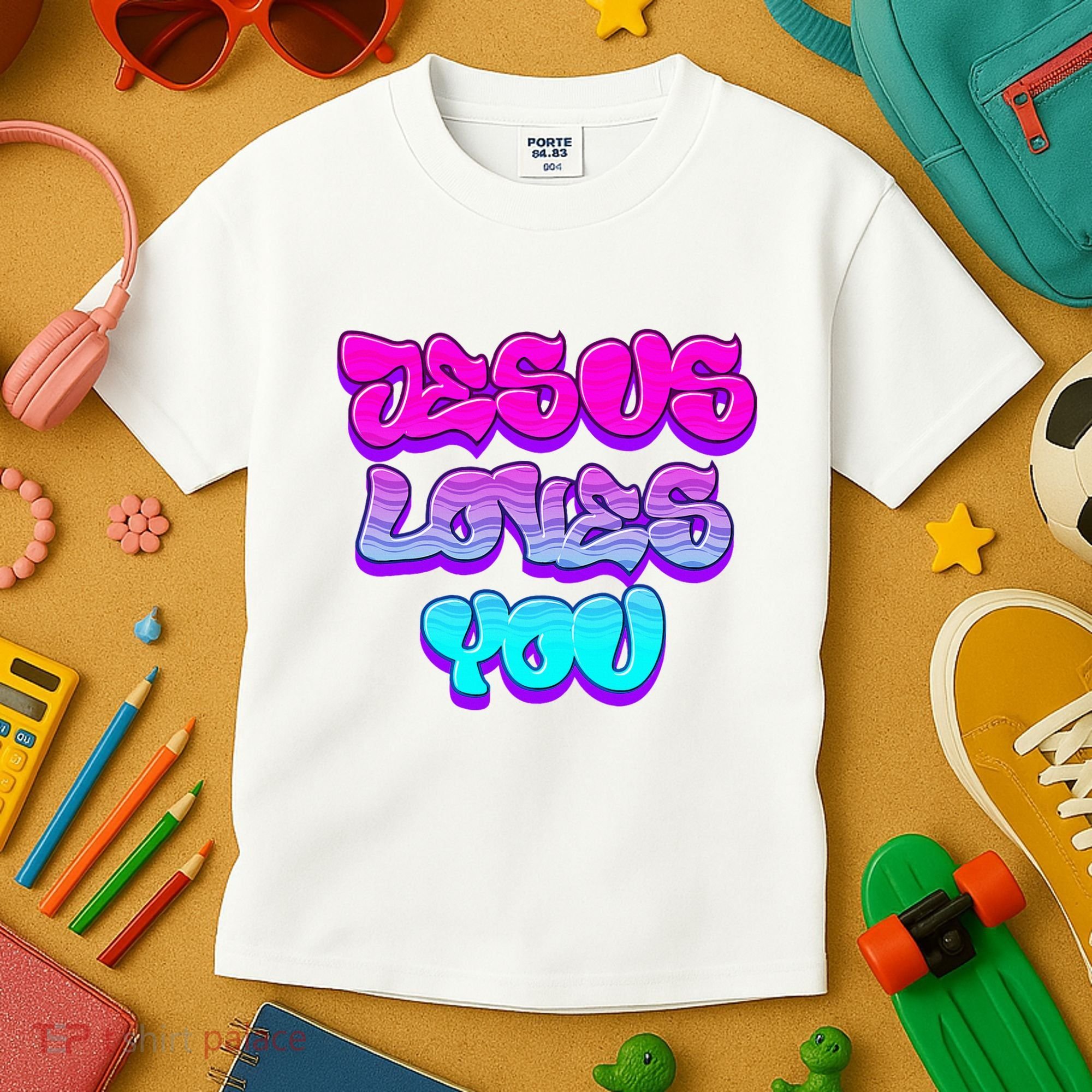 Jesus Loves You Graffiti Christian Kids T-Shirt