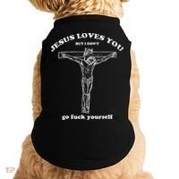 Jesus Loves You But I DonT Funny Doggie Tank thumb 0