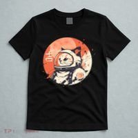 Japanese Minimalist 1950s Retro Space Cat Good Luck Kanji T-Shirt thumb 5