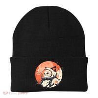 Japanese Minimalist 1950s Retro Space Cat Good Luck Kanji Beanie thumb 0