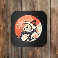 Japanese Minimalist 1950s Retro Space Cat Good Luck Kanji Coaster thumb 0