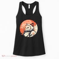 Japanese Minimalist 1950s Retro Space Cat Good Luck Kanji Women's Tank Top thumb 0