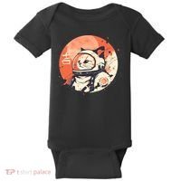 Japanese Minimalist 1950s Retro Space Cat Good Luck Kanji Baby Bodysuit thumb 0