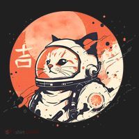Japanese Minimalist 1950s Retro Space Cat Good Luck Kanji Hat thumb 2