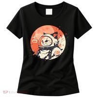 Japanese Minimalist 1950s Retro Space Cat Good Luck Kanji Women's T-Shirt thumb 0