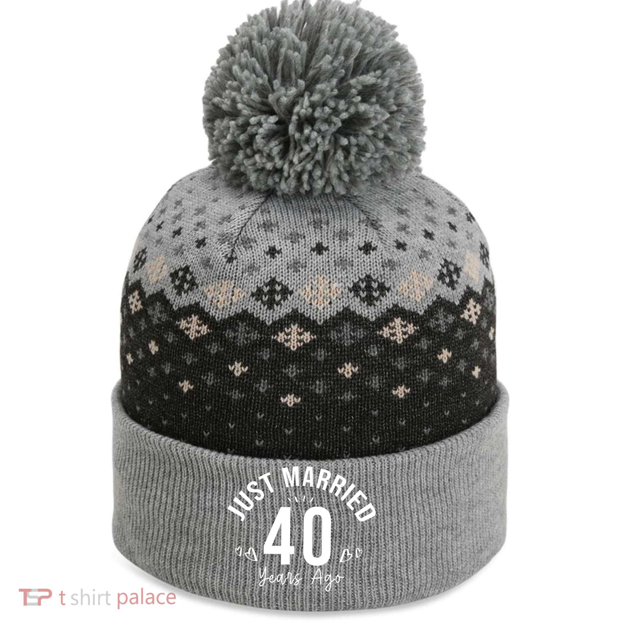 Just Married 40 Years Ago Husband And Wife The Baniff Cuffed Pom Beanie